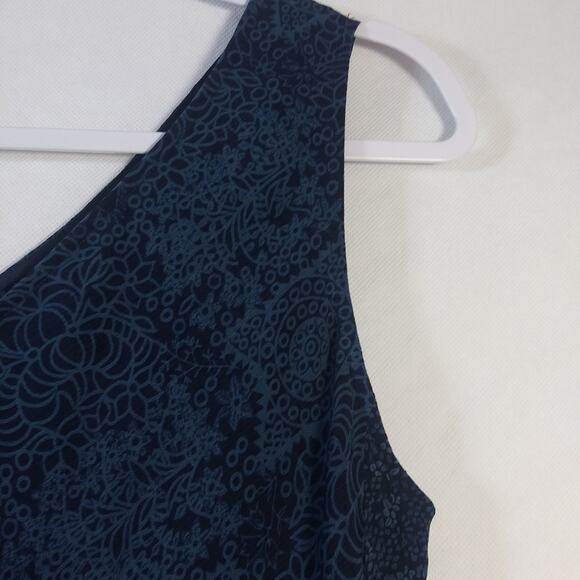 Norton McNaughton Blue Mixed Floral Print Sleeveless V Neck Dress Size PM - Picture 4 of 5